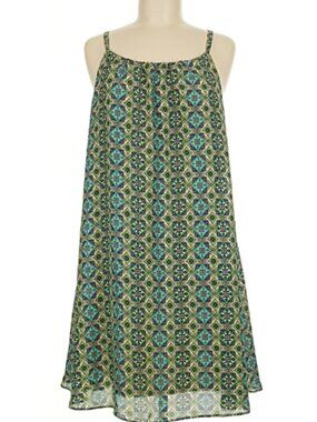 NYMPHE Boho Sleeveless Blue Green Print Casual Dress | Size M